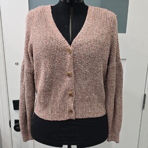 SO Women's Marled Pink Knit Button Front Cardigan Sz XL